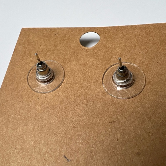 Turquoise Simulant Silver Tone Stud Earrings - Picture 2 of 2